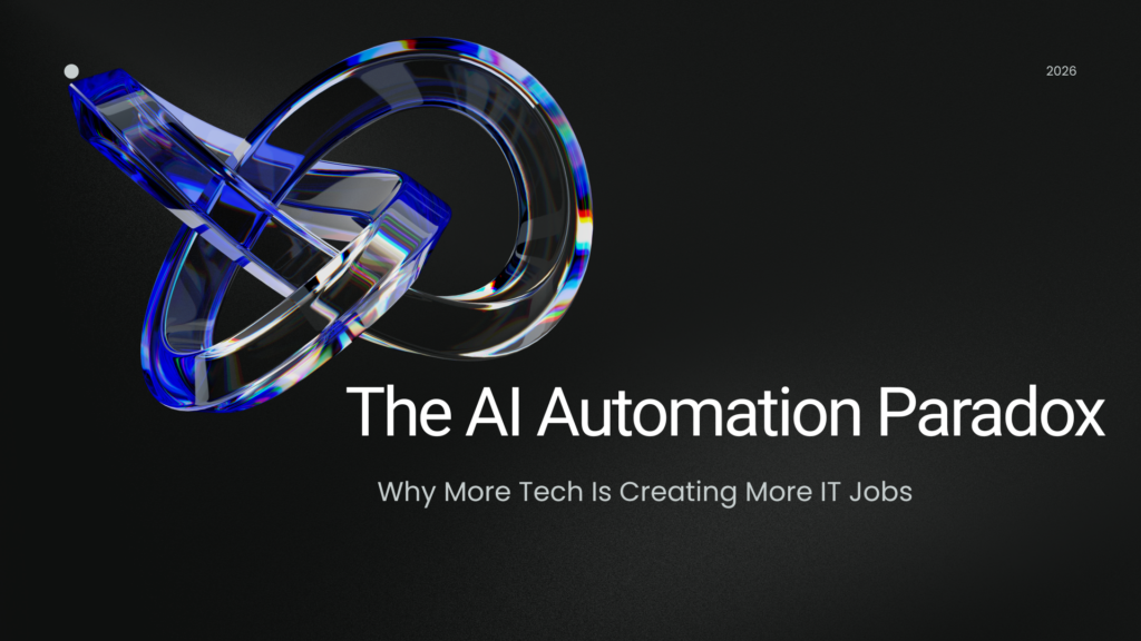 AI automation paradox creating new IT jobs through AI systems, developers, and data workflows